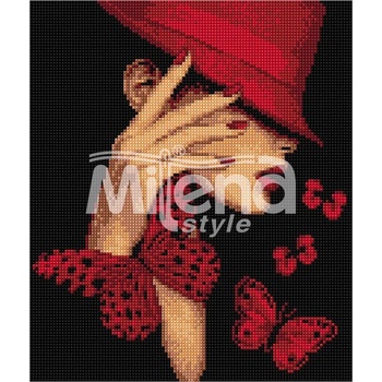 Image 1 of Milena Style Дама с пеперуди - Печатана Aida 14 ct с конци Ariadna