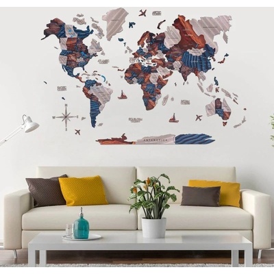 Enjoy the Wood 3D nástěnná dřevěná mapa World Map Dune Prime XL