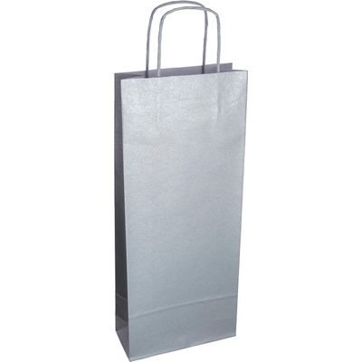 AMBRONIA Luxusná papierová darčeková taška na víno 12*9*40 cm, strieborná