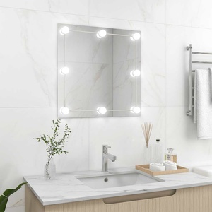 vidaXL Стенно огледало с LED лампи, квадратно, стъкло (3078638)