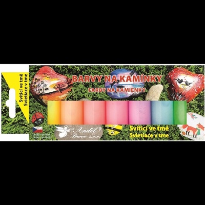 Barvy na kamínky akrylové svíticí ve tmě lesklé 7 x 15 g
