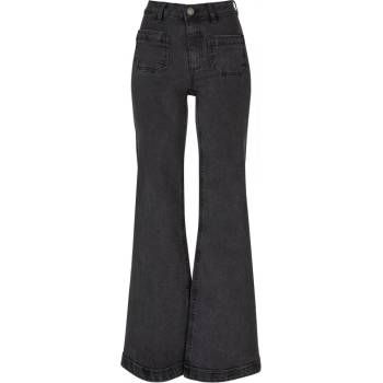 Ladies vintage flared denim pants black washed