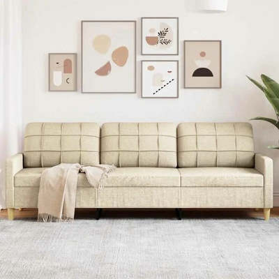 vidaXL 3místná pohovka krémová 210 cm textil 11461.4007416