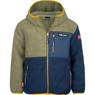 TROLLKIDS Детско поларено яке Trollkids Kid's Aurlandsfjord Jacket Fleece jacket - Moss / Mystic Blue / Golden Yellow - размер 176 (EU) (703-3292-0320)