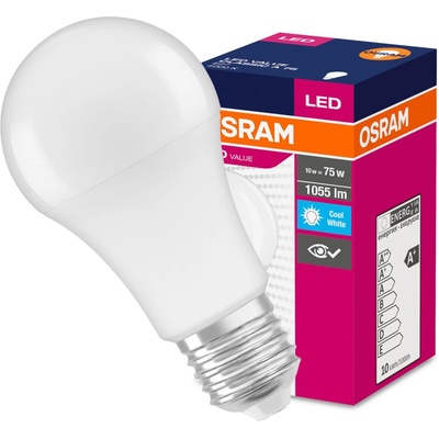 Osram LED VALUE CL A FR 75 10,5W/840 E27 4000K biela