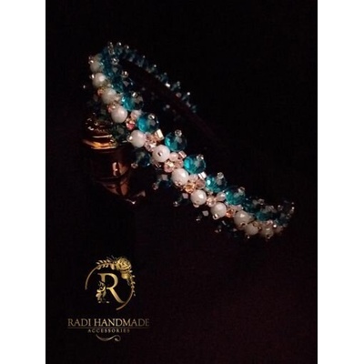 Radi handmade Диадема с тюркоазени кристали и камъни (551)