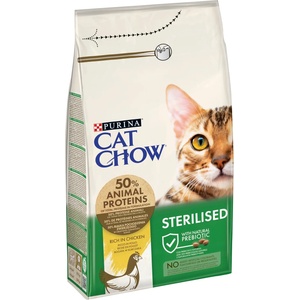 Cat Chow , Sterilised с Naturium, за кастрирани котки, с пиле - 1.5кг