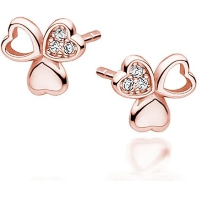 Lafira stříbrné náušnice Rose Gold Clover Z1720ERG