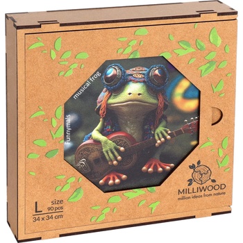 Milliwood Дървен пъзел Milliwood, Funnymals, 90 части - Музикална жаба (OL-MusicalFrog-5011)