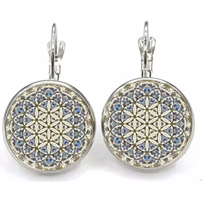 Blingstar náušnice Květ života beige mandala visací 2512