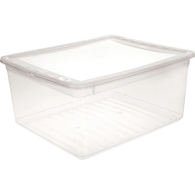 Plastový svět Basixx Plastový box s vekom 39 x 33,5 x 18 cm priehľadný