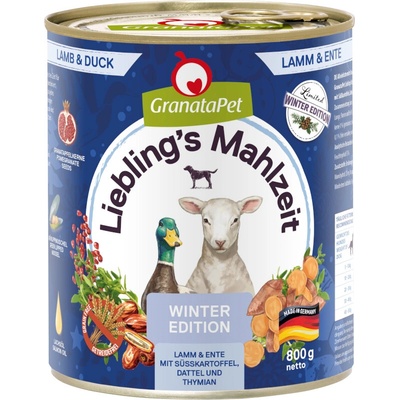 GranataPet Liebling´s Mahlzeit zimná edícia jahňacie a kačacie 6 x 800 g