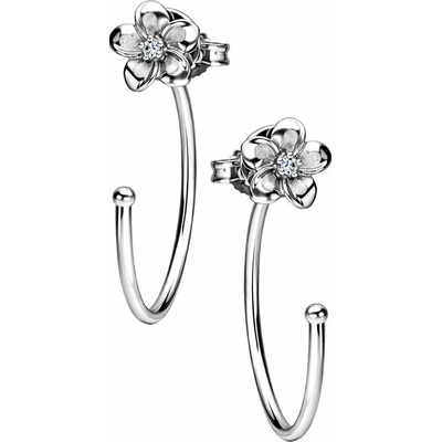 Zlaton Náušnice bílé zlato květina kruhy 3cm 2.5g 000372305246