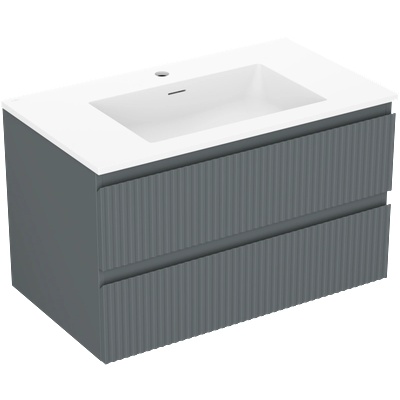 Mexen Rivel шкаф за баня 80 см с мивка Otis, 2 чекмеджета, релефен, графит (91A20-08047-2-BFF66-W18M01)