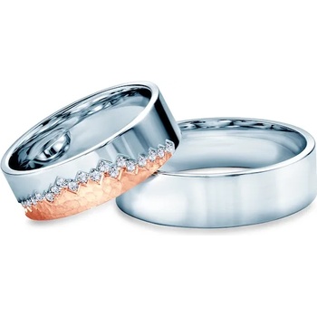 Image 1 of SAVICKI Сватбени халки: двуцветно злато, плоски. 6 мм