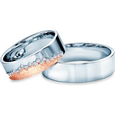 SAVICKI Сватбени халки: двуцветно злато, плоски. 6 мм