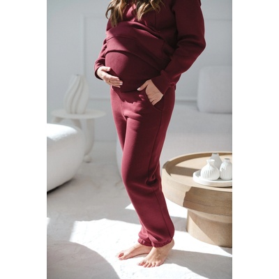 Hrubé tehotenské tepláky Motherhood Burgundy