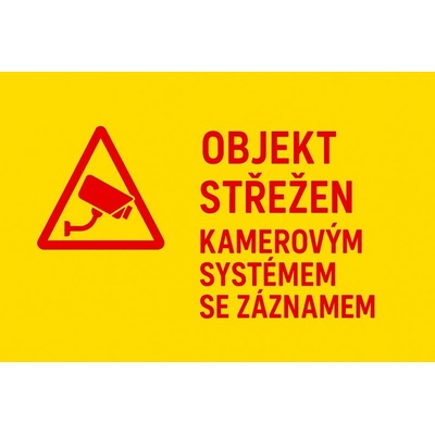 Ceduľa Objekt Střežen vr.2 - Kamerovým systémem se záznamem 30cm x 20cm Plechová tabuľa