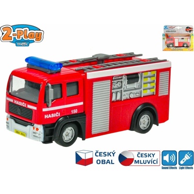 Mikro Trading Auto hasiči 12cm kov zpětný chod na baterie česky mluvící se světlem
