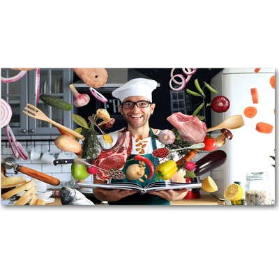 Foto obraz fotografie na skle kuchár recept 100x50 cm