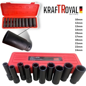 KraftRoyal Комплект ударни вложки kraftroyal, 10 броя, 1/2, 13 - 24 мм