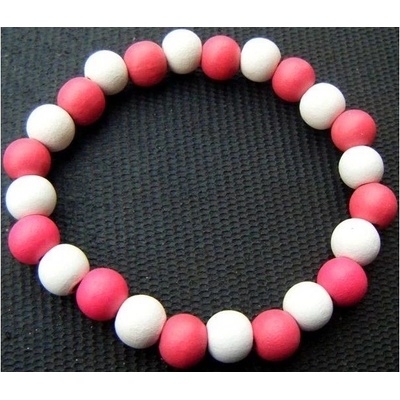 Blingstar náramek Dřevěný WOOD korálky Pink/White W432