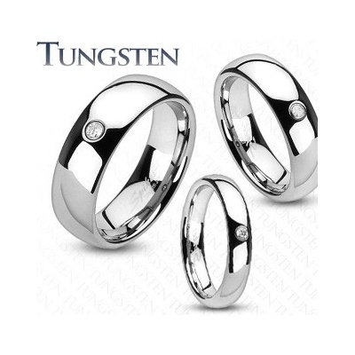 Šperky Eshop Wolframový prsten stříbrné barvy vsazený čirý zirkon G27.02 :