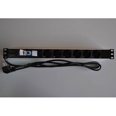 ZPAS Разклонител за монтаж в комуникационен шкаф 6 гнезда шуко + 1х16А 1u (9-2519 pdu6cbal)