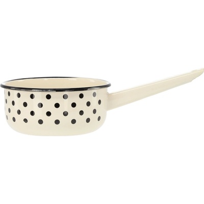 RONDEL EMALIOWANY Z RĄCZKĄ 1,5 L 16 CM BIAŁY KROPKI *3554 biela