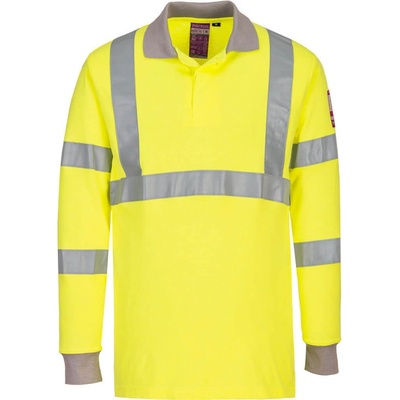 Portwest polokošile Flame Resistant Anti-Static Hi-Vis FR77 dlouhý rukáv reflexní žltá 4XL