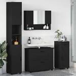 vidaXL Комплект мебели за баня 4 бр. Черно 35 x 30 x 192 см (3393054)