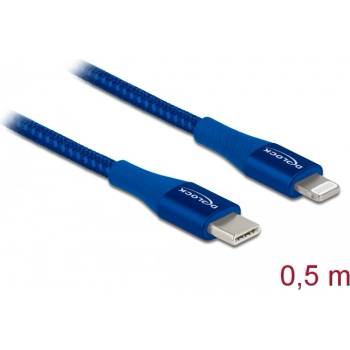 Delock Кабел за данни и зареждане USB Type-C - Lightning за iPhone , iPad и iPod син 0, 5 m MF