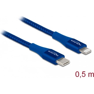 Delock Кабел за данни и зареждане USB Type-C - Lightning за iPhone , iPad и iPod син 0, 5 m MF