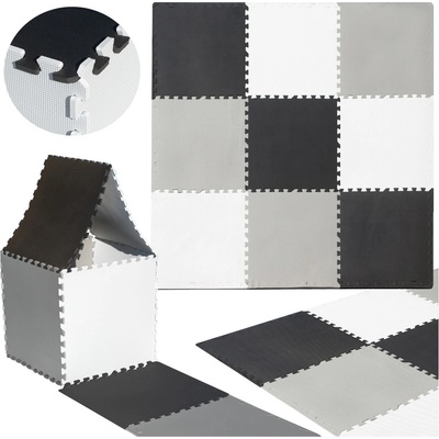 KIK KX4505 Penové puzzle 180 x 180 cm 9 dielikov šedo-krémová