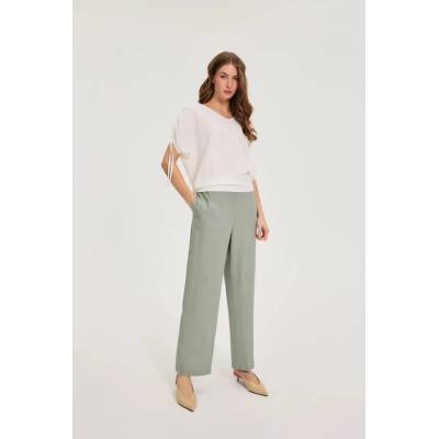 Moodo Панталони с добавка от лен маслинено зелени Moodo Moodo | Zelen | ЖЕНИ | XXL