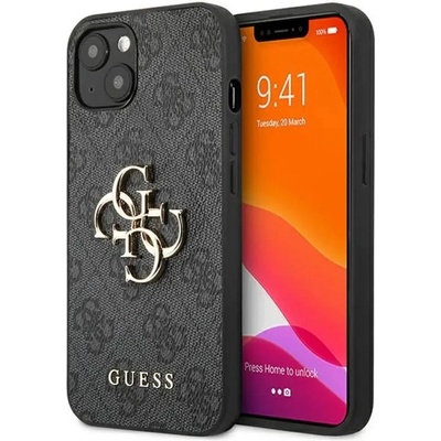 GUESS GUHCP13M4GMGGR iPhone 13 / 14 / 15 6.1" сив/сив твърд калъф 4G Голямо метално лого (3666339024802)