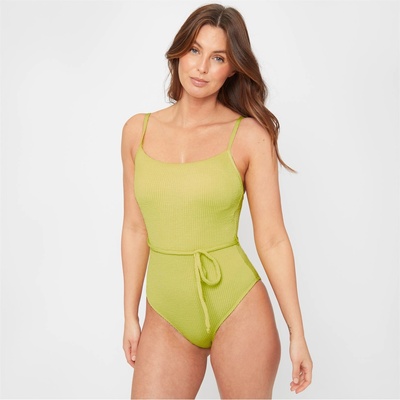 Be You Дамски бански костюм Be You Ladies Textured Belted Swimsuit - Lime