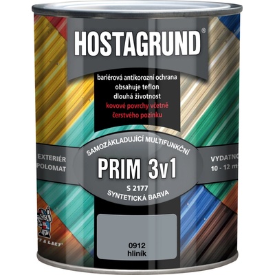 Hostagrund 3v1 Prim základná aj vrchná farba na kov S2177 0,6 l hliník