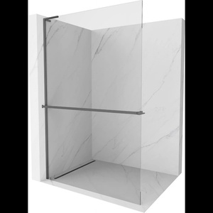 Mexen Kioto+ L преграда за душ с рафт Walk-in 55 x 200 cm, прозрачна, тъмен метал - 800-055-123-95-00 (800-055-123-95-00)
