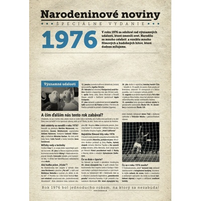 Narodeninové noviny 1976 s vlastnou fotografiou a textom S fotografiou a textom