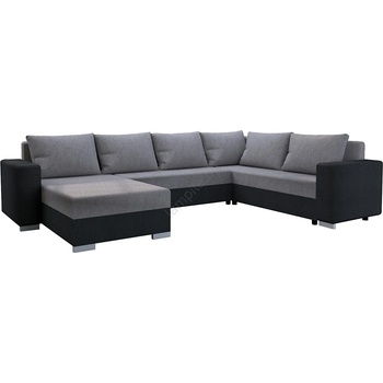 Pphu mirt - kima Тапициран универсален разтегателен u-образен диван york, сив/черен (ki0005)