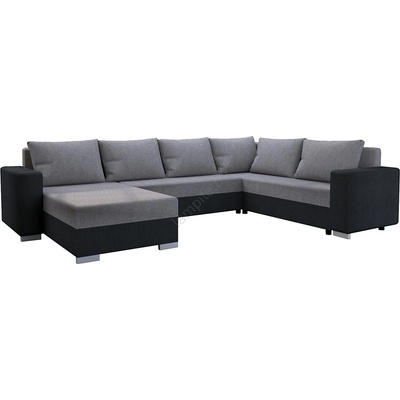 Pphu mirt - kima Тапициран универсален разтегателен u-образен диван york, сив/черен (ki0005)