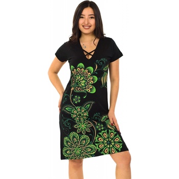 Himalife Šaty Adana černá s limetkovou