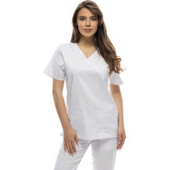 Медицински екип Lisa White - памучен, еластичен, бял (B9150WH)