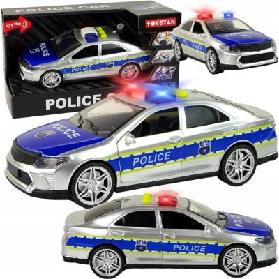 LEAN Toys Policejní auto 1:14 Frikční pohon Zvuky Světla Stříbrné