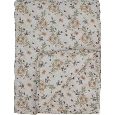 Chic Antique Prošívaný přehoz Aix Flower Olive 130 × 180 cm, multi barva, textil