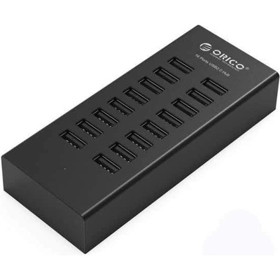 ORICO USB 16 Port Hub with Power Adapter - 16-портов USB 2.0 хъб със захранване за компютри и лаптопи (черен)
