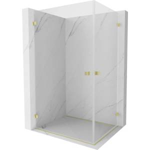 Mexen Lunar-B Duo сгъваема душ кабина 95 x 70 см, прозрачна, златисто четкано - 832-095L-070P-55-00 (832-095L-070P-55-00)
