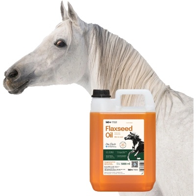 Lab-v Ленено масло - 100% студено пресовано ленено масло за коне, 5000мл