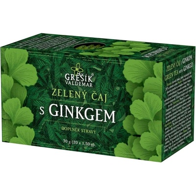 Grešík Čaje 4 světadílů Zelený čaj s ginkgem 20 nálevových sáčků